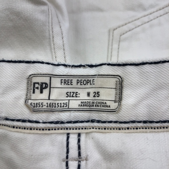 Free People White Denim Button Fly Cut Off Shorts - Picture 7 of 8